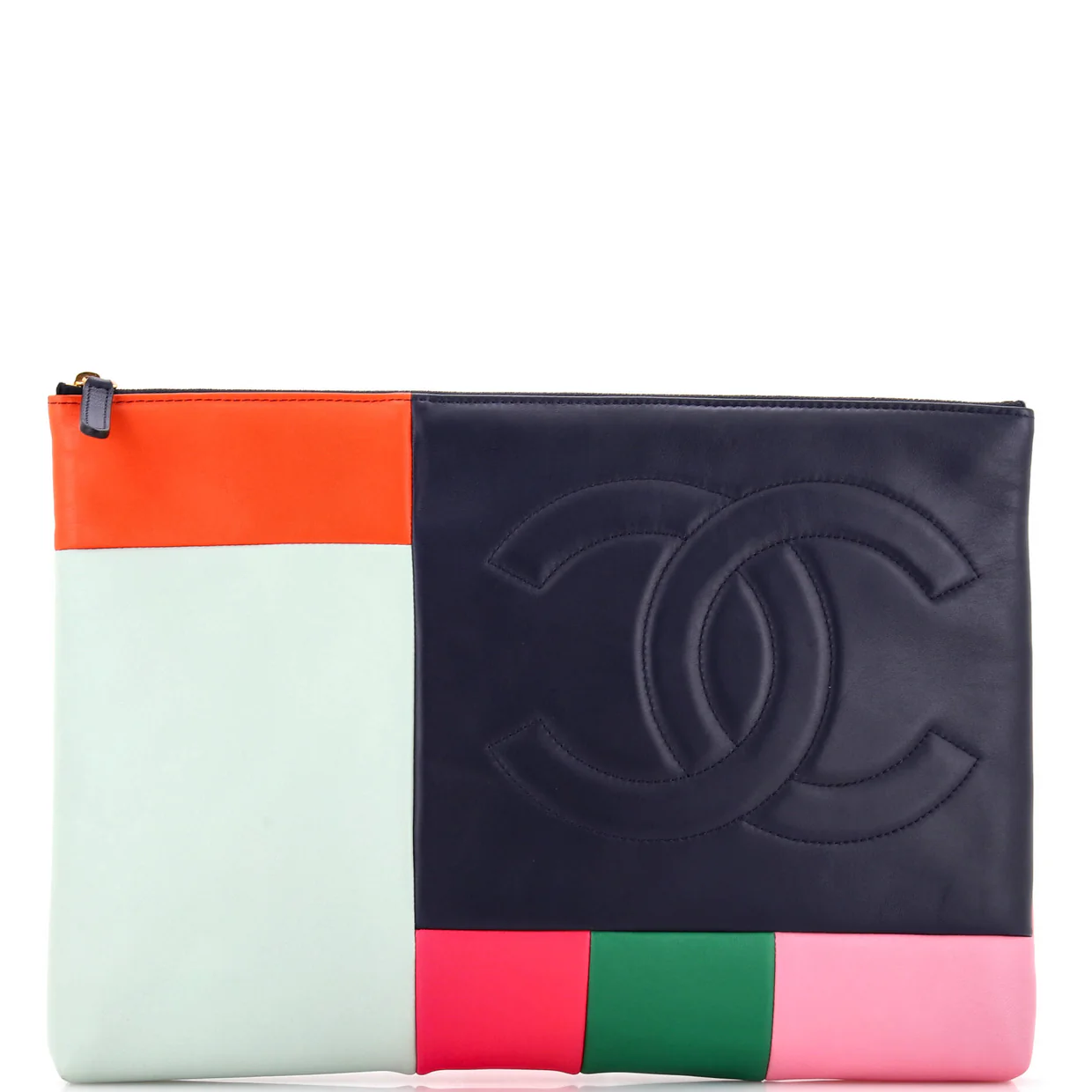 O Case Clutch Colorblock Leather Large - Deep Luxury