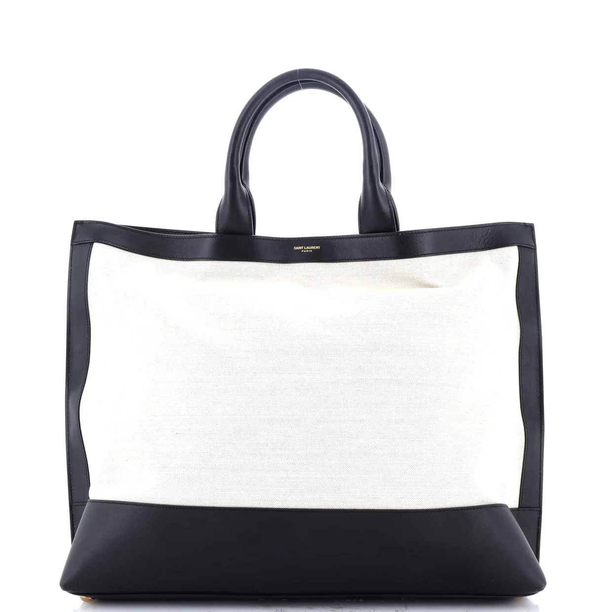 Two Tone Cabas Tote Canvas with Leather Large - Deep Luxury
