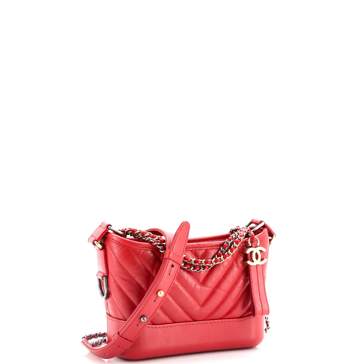 Gabrielle Hobo Chevron Aged Calfskin Small - Deep Luxury