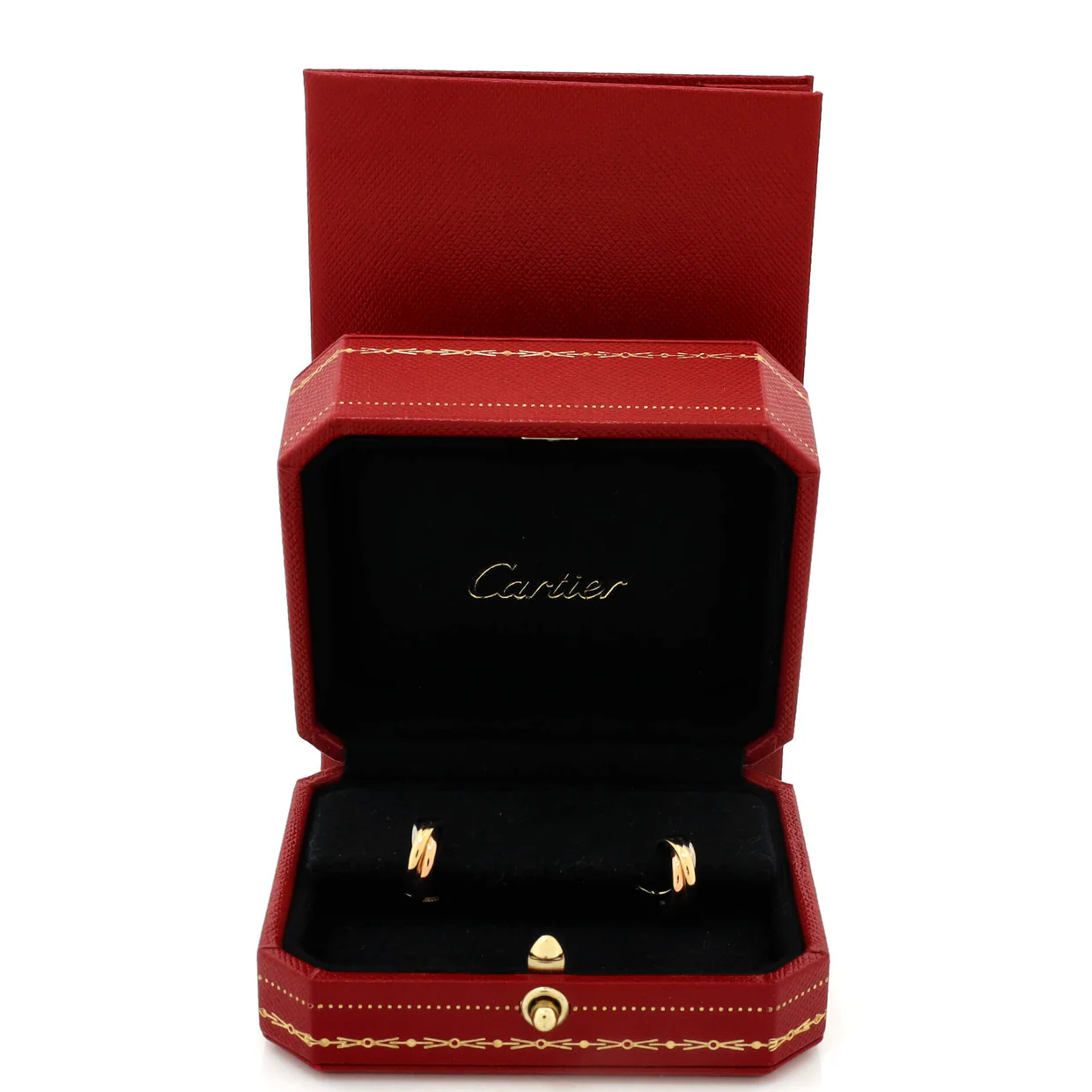 Trinity Hoop Earrings 18K Tricolor Gold 13mm - Deep Luxury