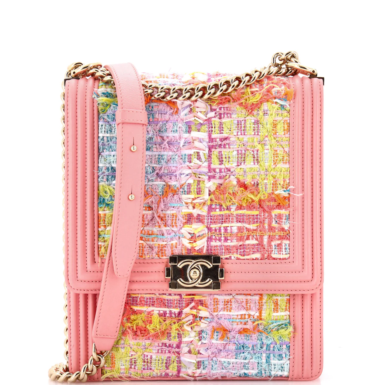 North South Boy Flap Bag Quilted Tweed Large - Deep Luxury