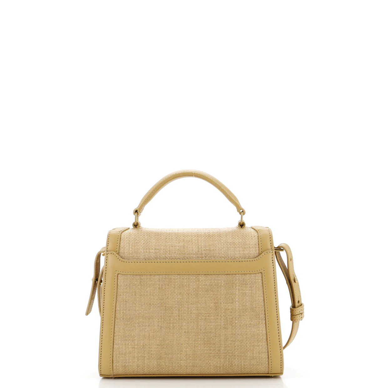 Cassandra Top Handle Bag Raffia with Leather Mini - Deep Luxury