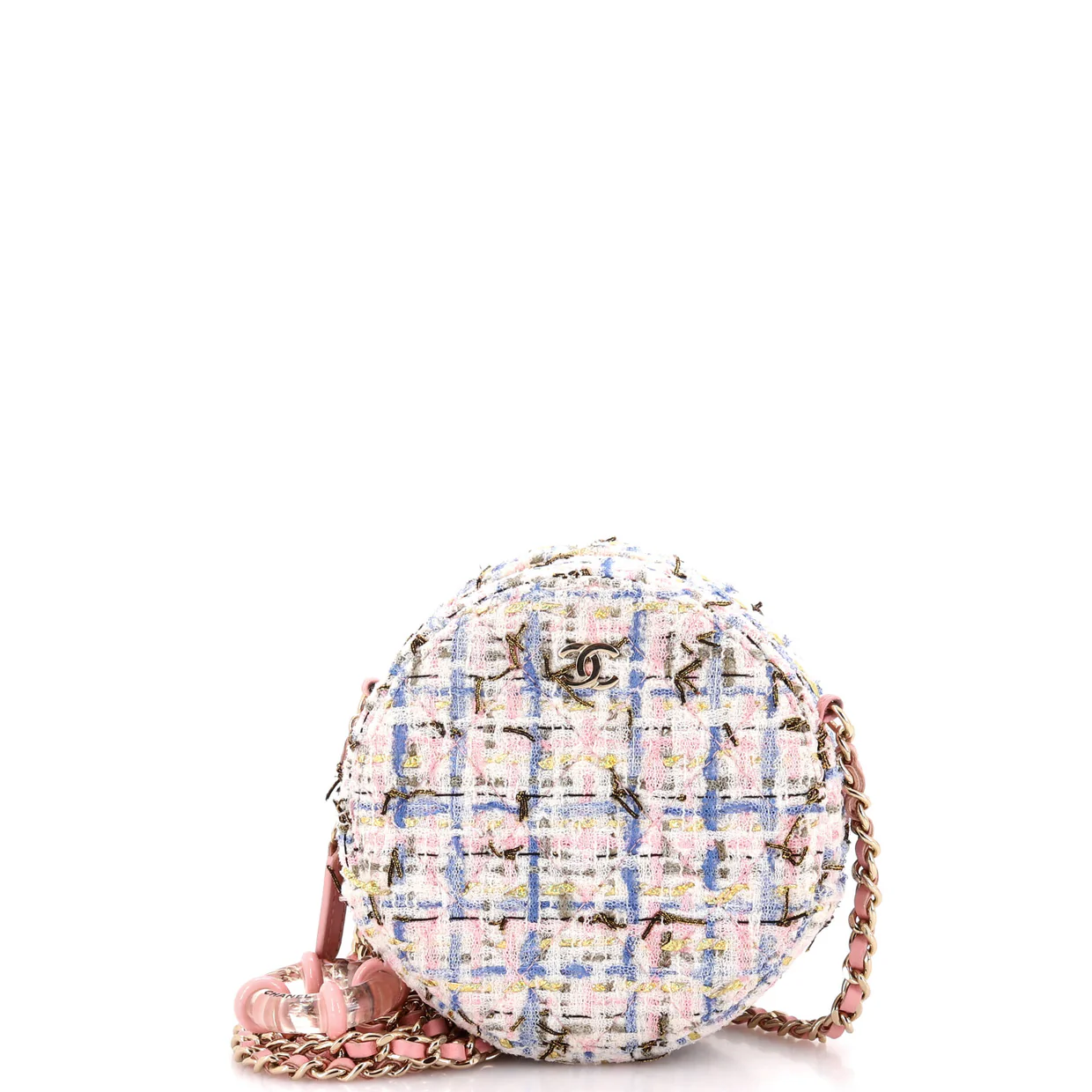 Lifesaver Round Clutch with Chain Quilted Tweed - Deep Luxury