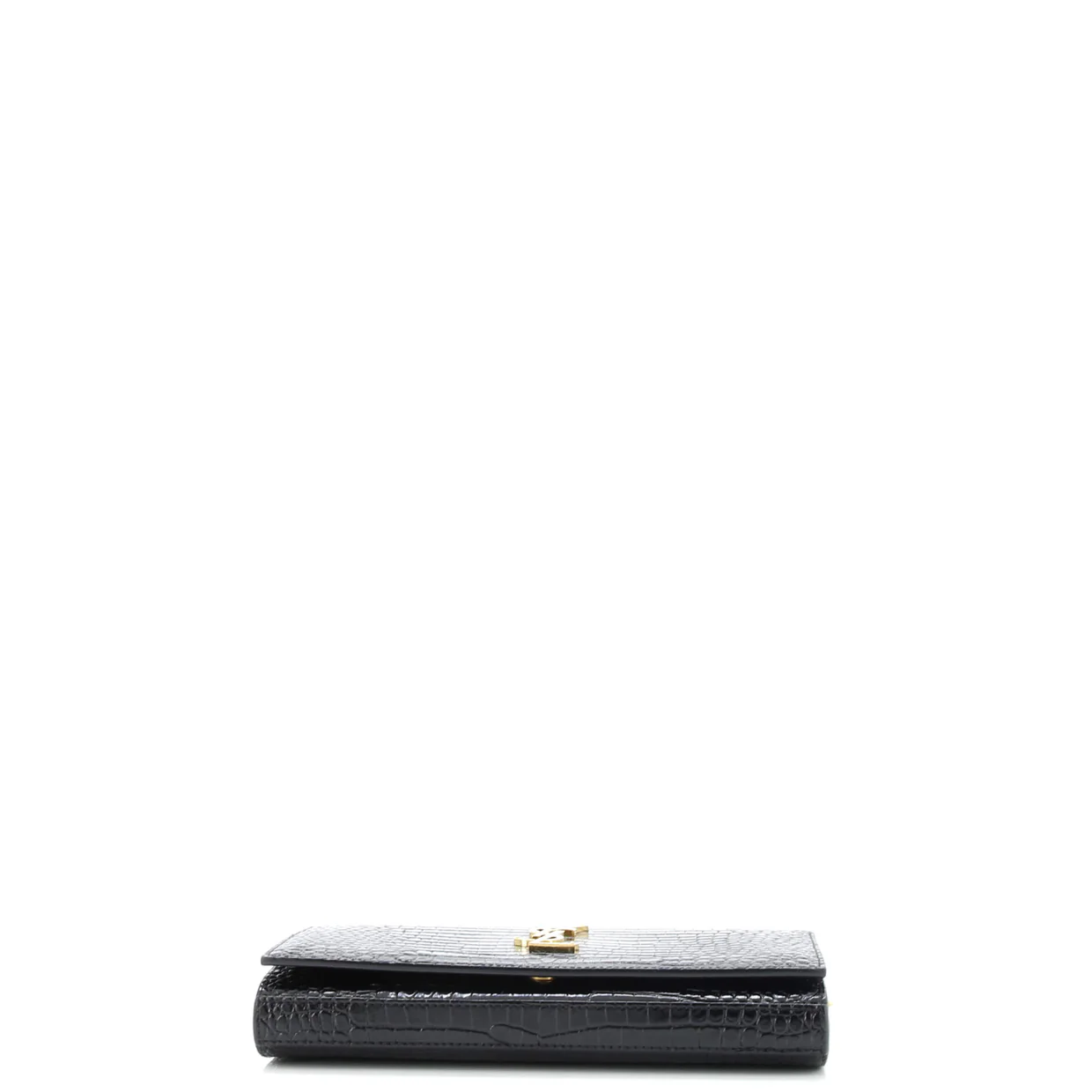 Classic Monogram Wallet on Chain Crocodile Embossed Leather - Deep Luxury