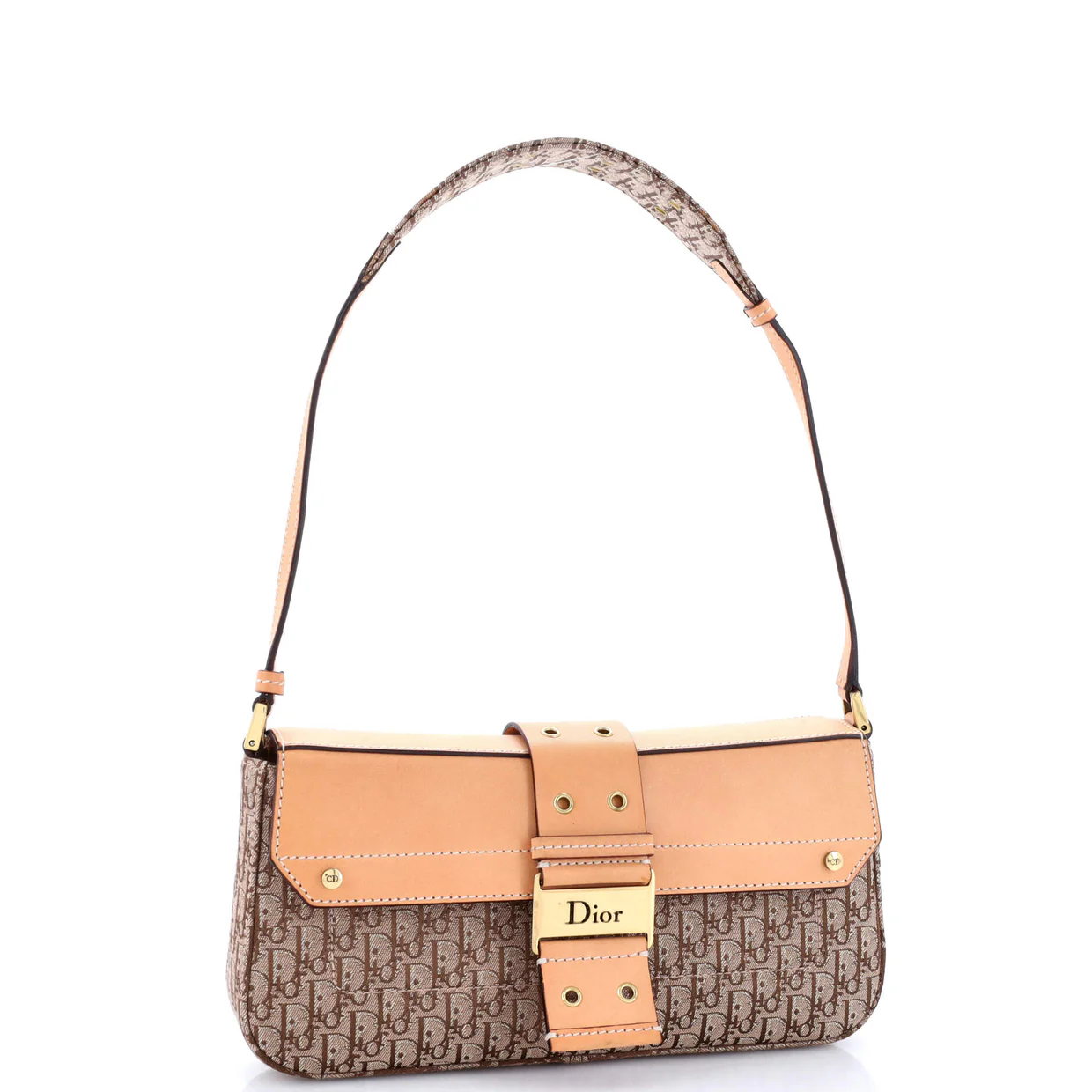 Vintage Street Chic Shoulder Handbag Diorissimo Canvas with Leather Small - Deep Luxury