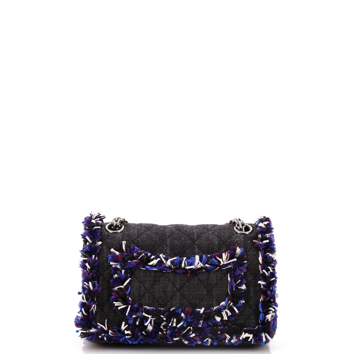 Reissue 2.55 Flap Bag Quilted Denim with Tweed Fringe 224 - Deep Luxury