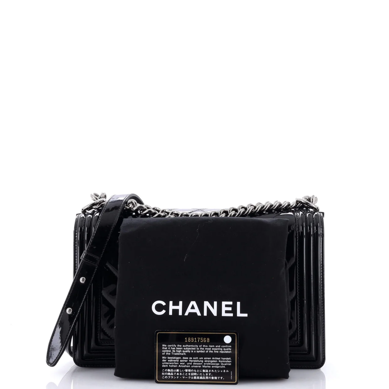 Boy Flap Bag Chevron Patent New Medium - Deep Luxury