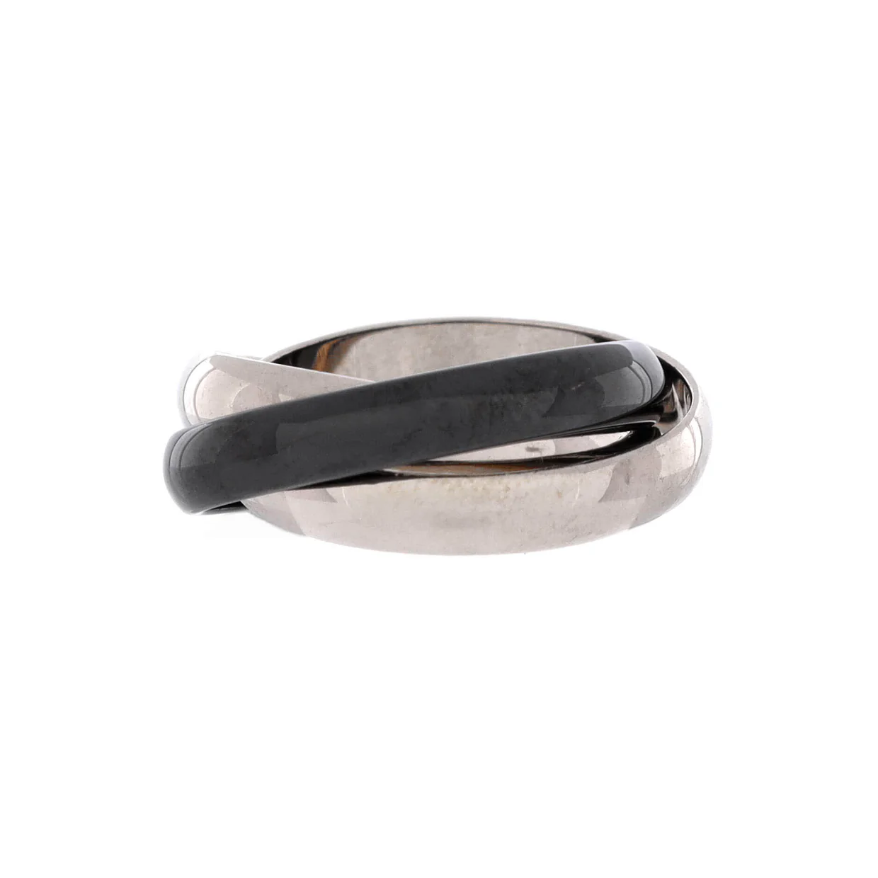 Trinity Ring 18K White Gold and Ceramic - Deep Luxury