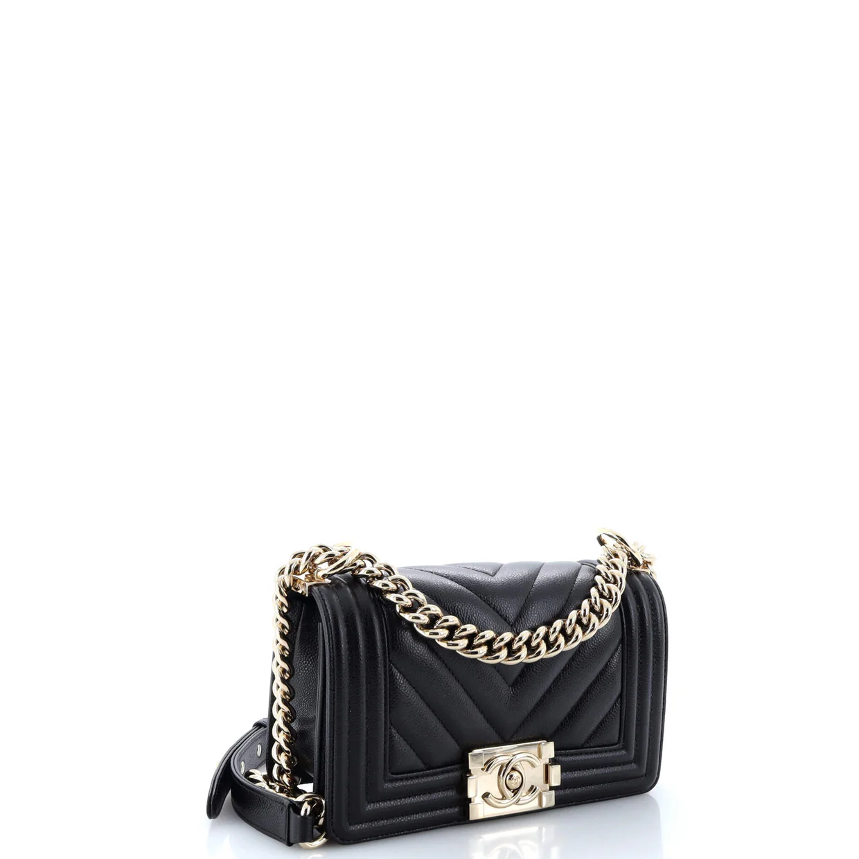 Boy Flap Bag Chevron Caviar Small - Deep Luxury
