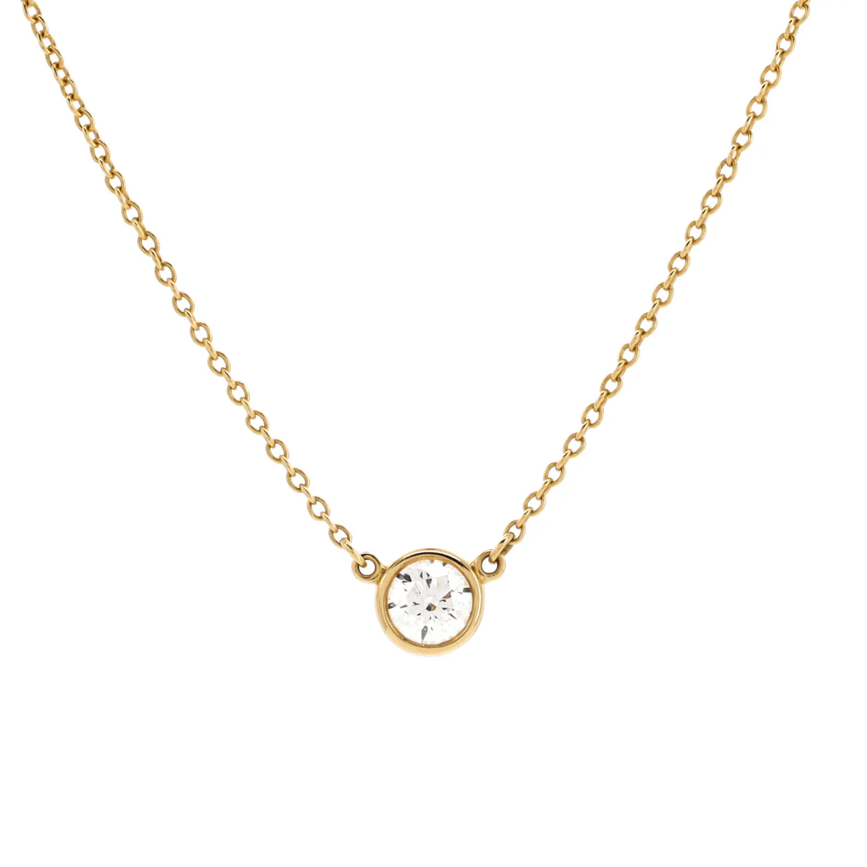 Elsa Peretti Diamonds By The Yard Pendant Necklace 18K Yellow Gold and Diamond 0.20-0.29CT - Deep Luxury