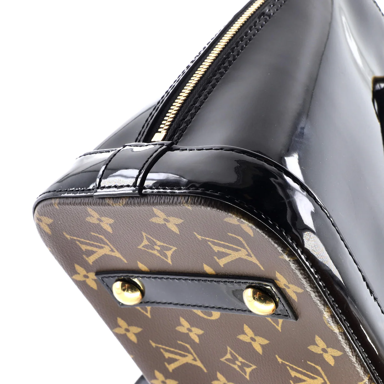 Alma Handbag Vernis with Monogram Canvas PM - Deep Luxury