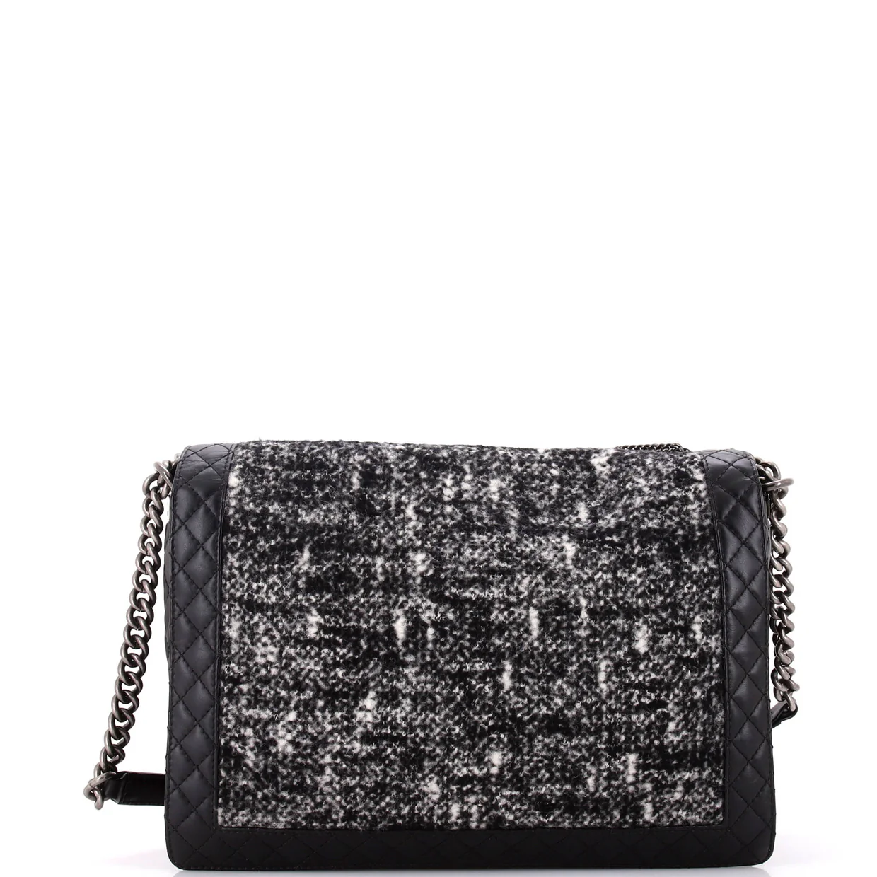 Boy Flap Bag Enchained Tweed XL - Deep Luxury