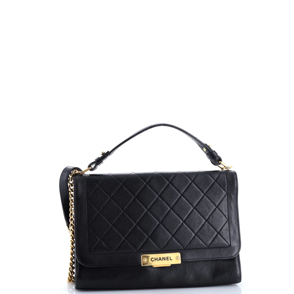 Label Click Flap Bag Quilted Calfskin Large - Deep Luxury