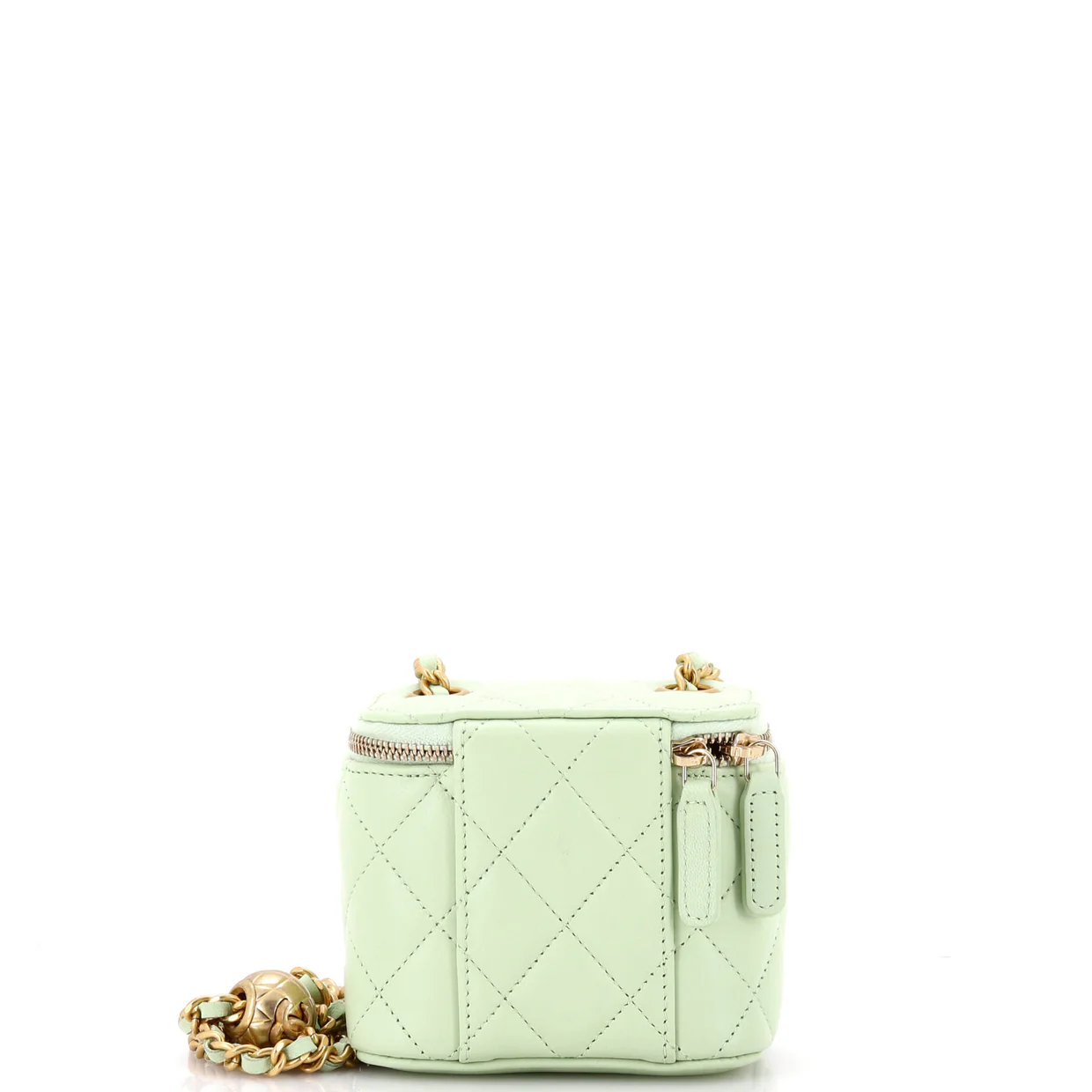 Pearl Crush Vanity Case with Chain Quilted Lambskin Mini - Deep Luxury
