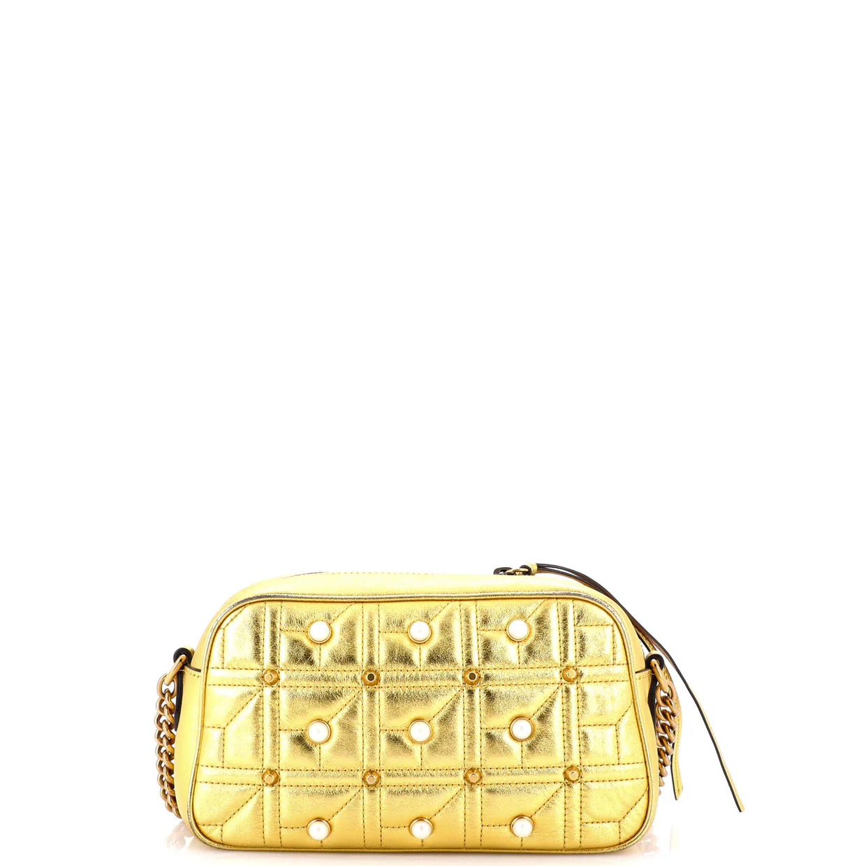 Pearly GG Marmont Shoulder Bag Embellished Matelasse Leather Small - Deep Luxury