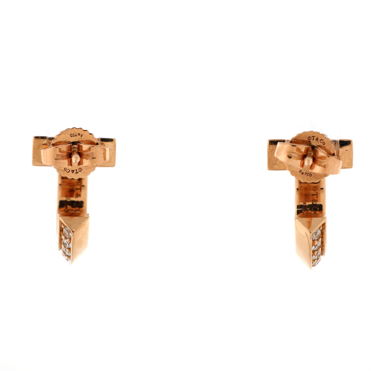 T1 Hoop Earrings 18K Rose Gold with Diamonds Extra Small - Deep Luxury