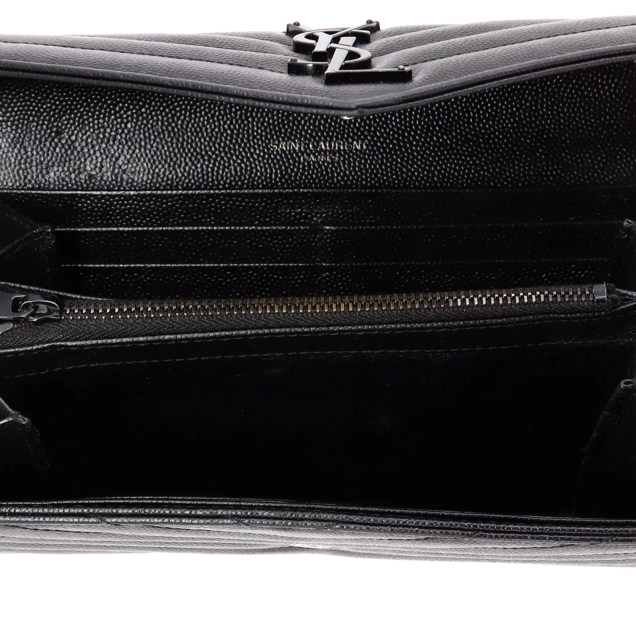 Classic Monogram Flap Wallet Matelasse Chevron Leather Large - Deep Luxury