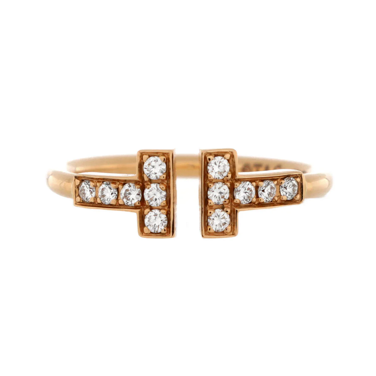 T Wire Ring 18K Rose Gold with Diamonds - Deep Luxury