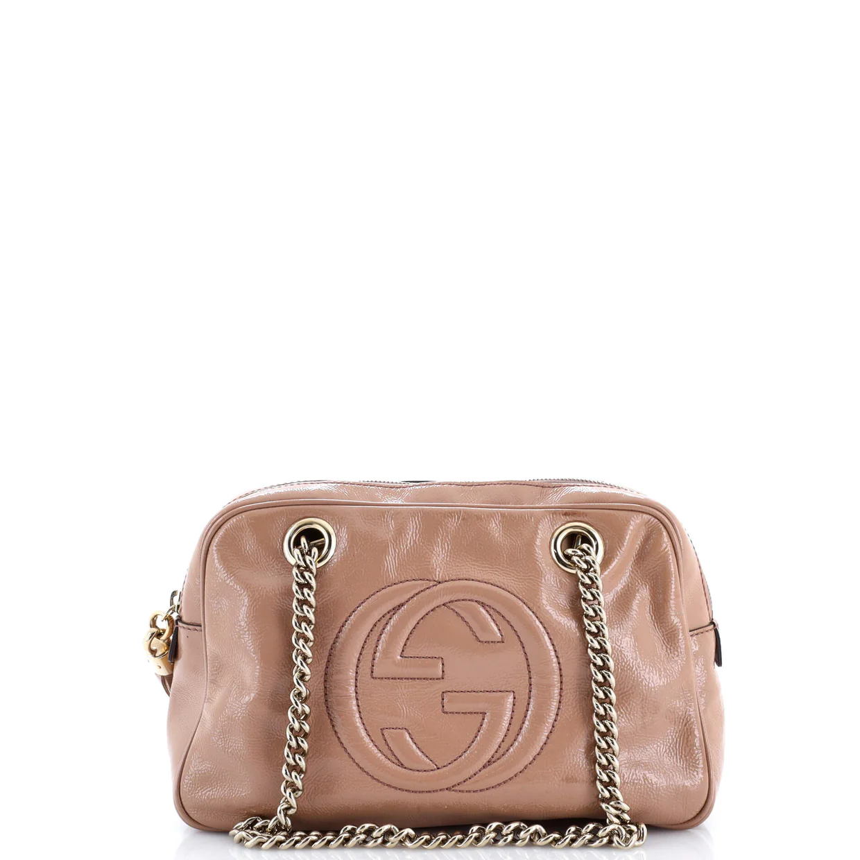 Soho Chain Zip Shoulder Bag Patent Small - Deep Luxury