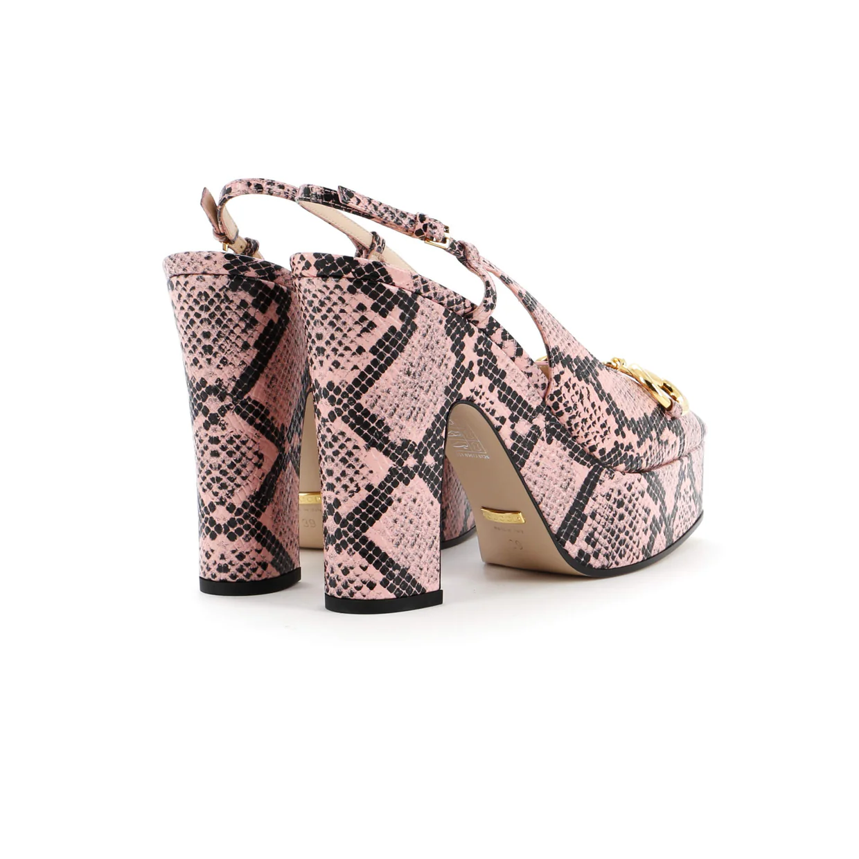 Women's Horsebit Platform Slingback Pumps Python Embosssed Leather - Deep Luxury