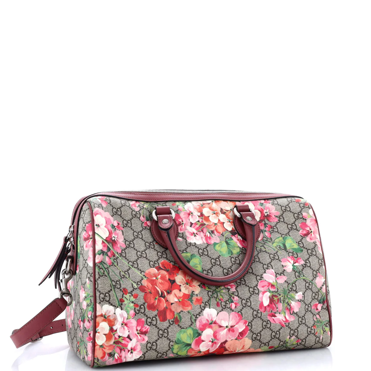 Convertible Boston Bag Blooms Print GG Coated Canvas Medium - Deep Luxury