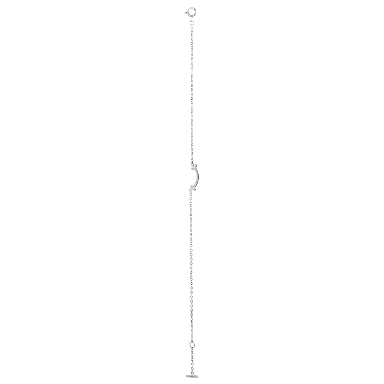 T Smile Chain Bracelet 18K White Gold with Diamonds Mini - Deep Luxury