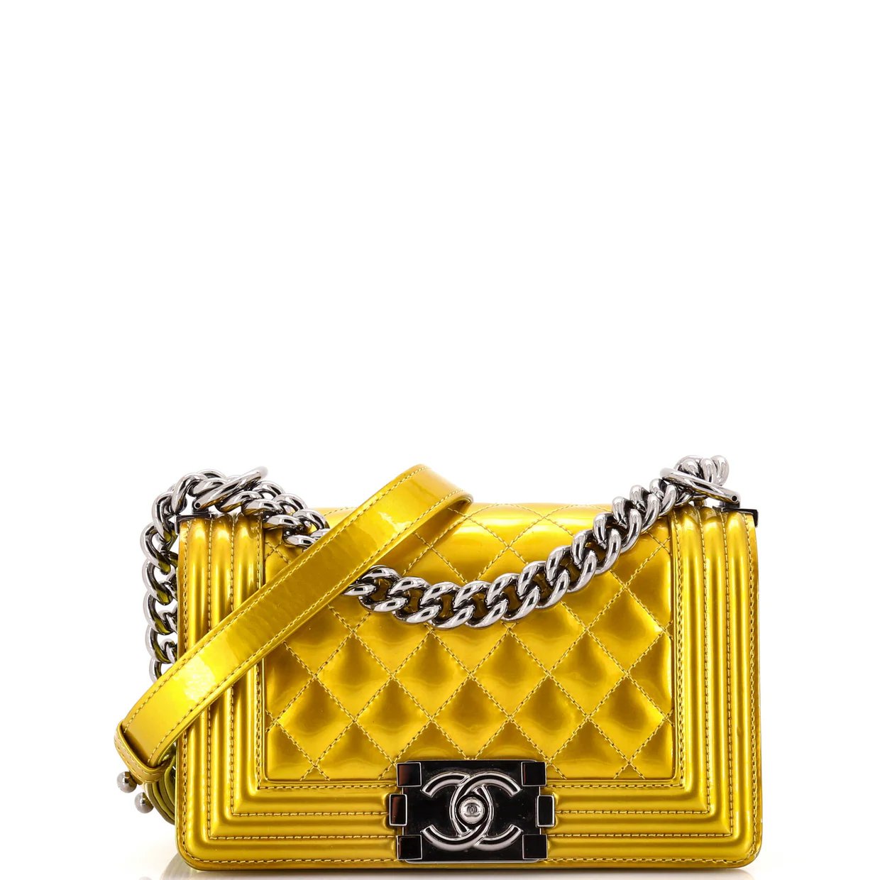 Boy Flap Bag Quilted Patent Small - Deep Luxury