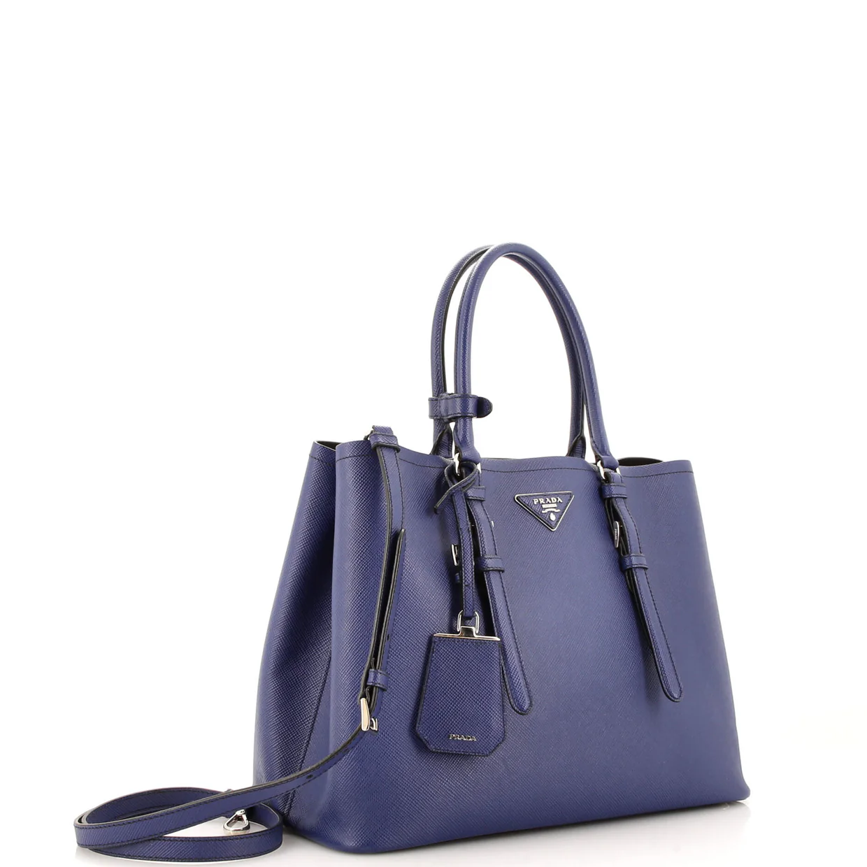 Belted Strap Cuir Double Tote Saffiano Leather Medium - Deep Luxury