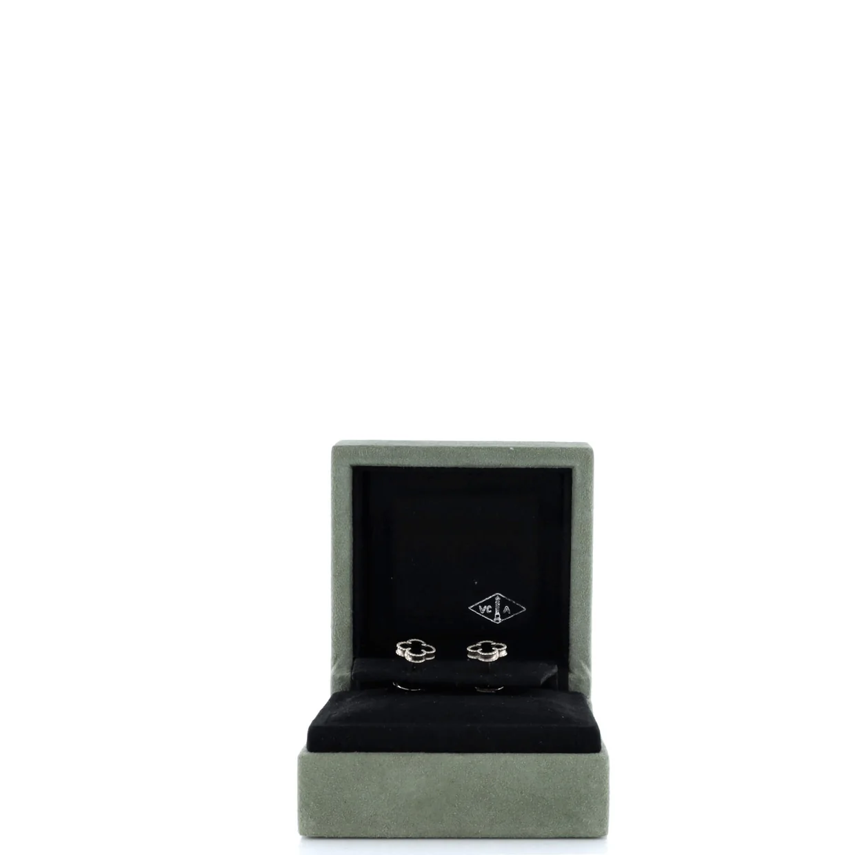 Sweet Alhambra Stud Earrings 18K Yellow Gold and Onyx - Deep Luxury