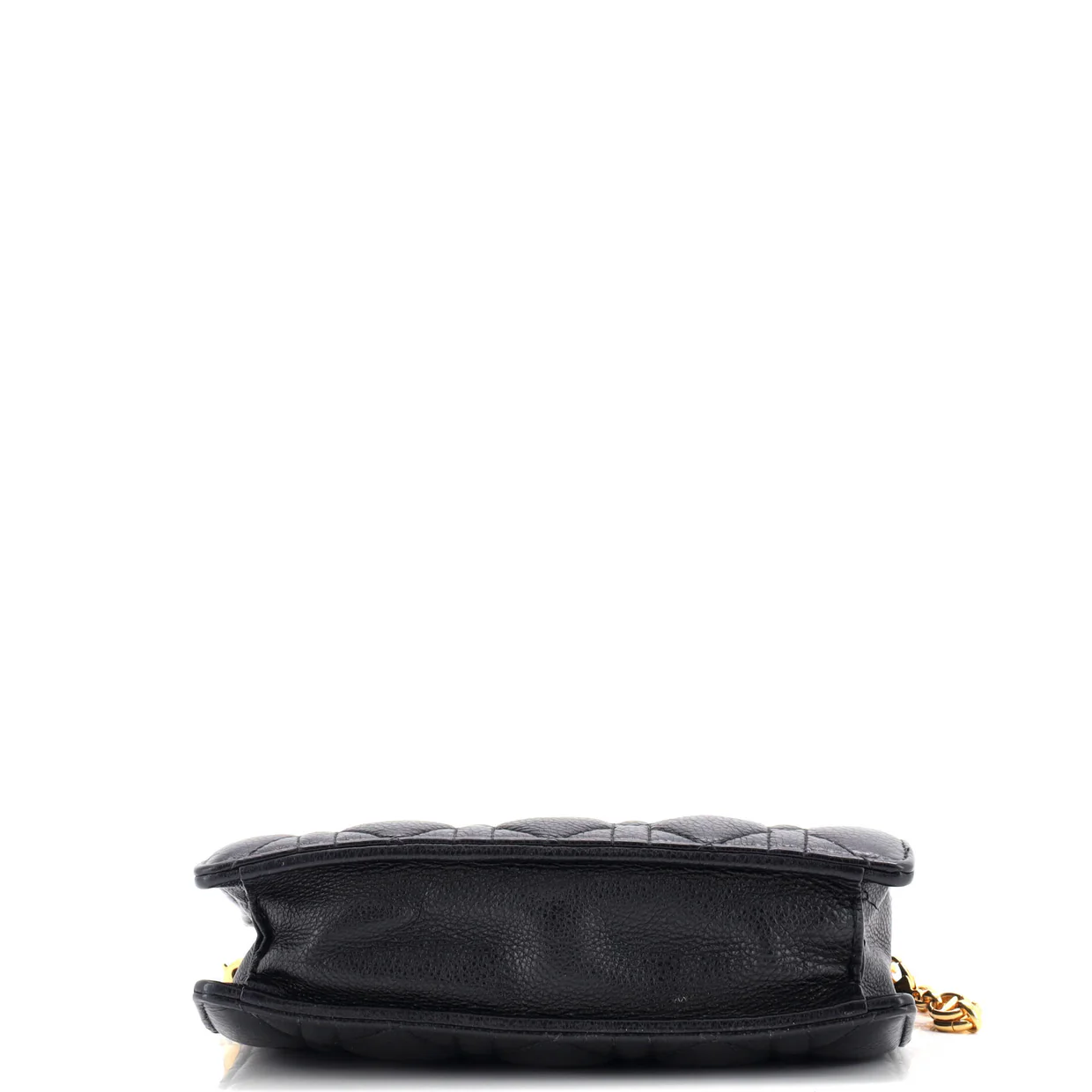 Caro Zipped Pouch With Chain Cannage Quilt Leather - Deep Luxury