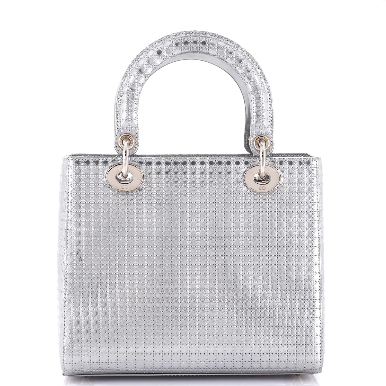 Lady Dior Bag Micro Cannage Metallic Calfskin Medium - Deep Luxury
