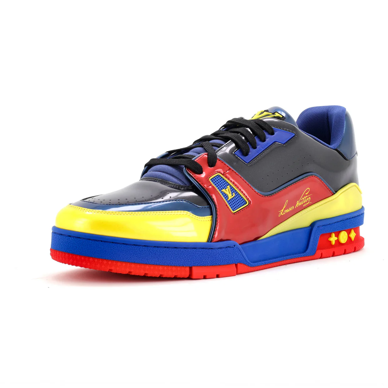 Men's LV Trainer Sneakers Patent - Deep Luxury