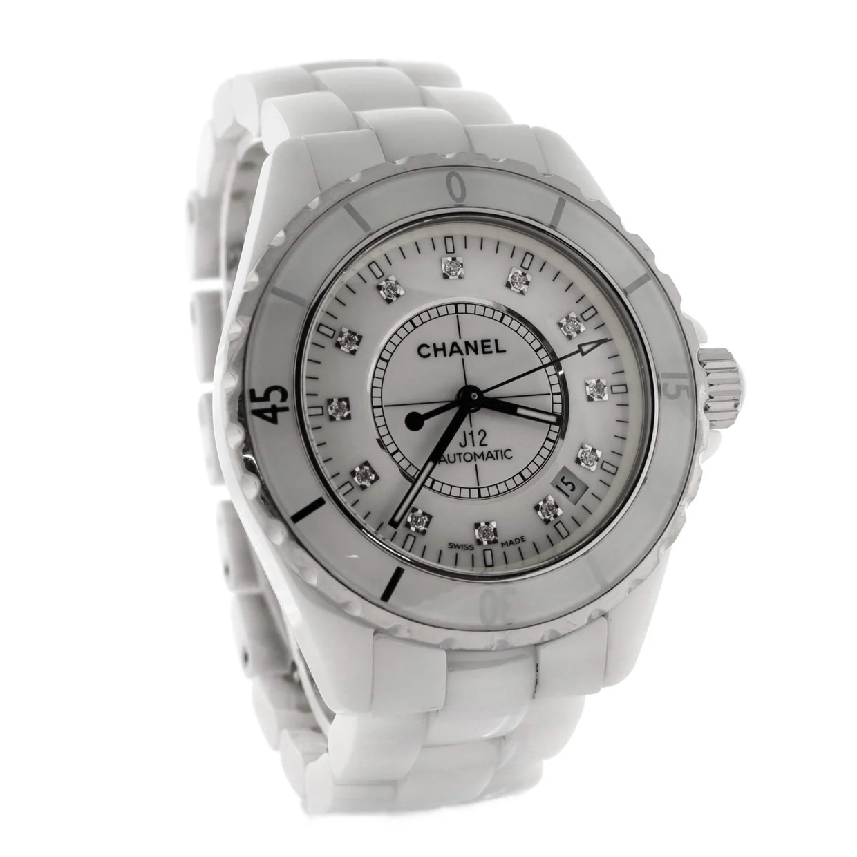 J12 Automatic Watch Ceramic and Stainless Steel with Diamond Markers 38 - Deep Luxury