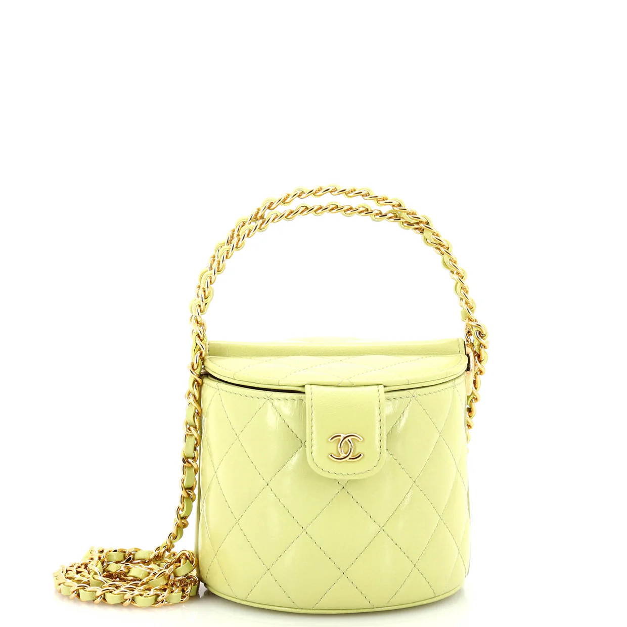 Double Sided Top Handle Vanity Bag with Chain Quilted Lambskin Mini - Deep Luxury