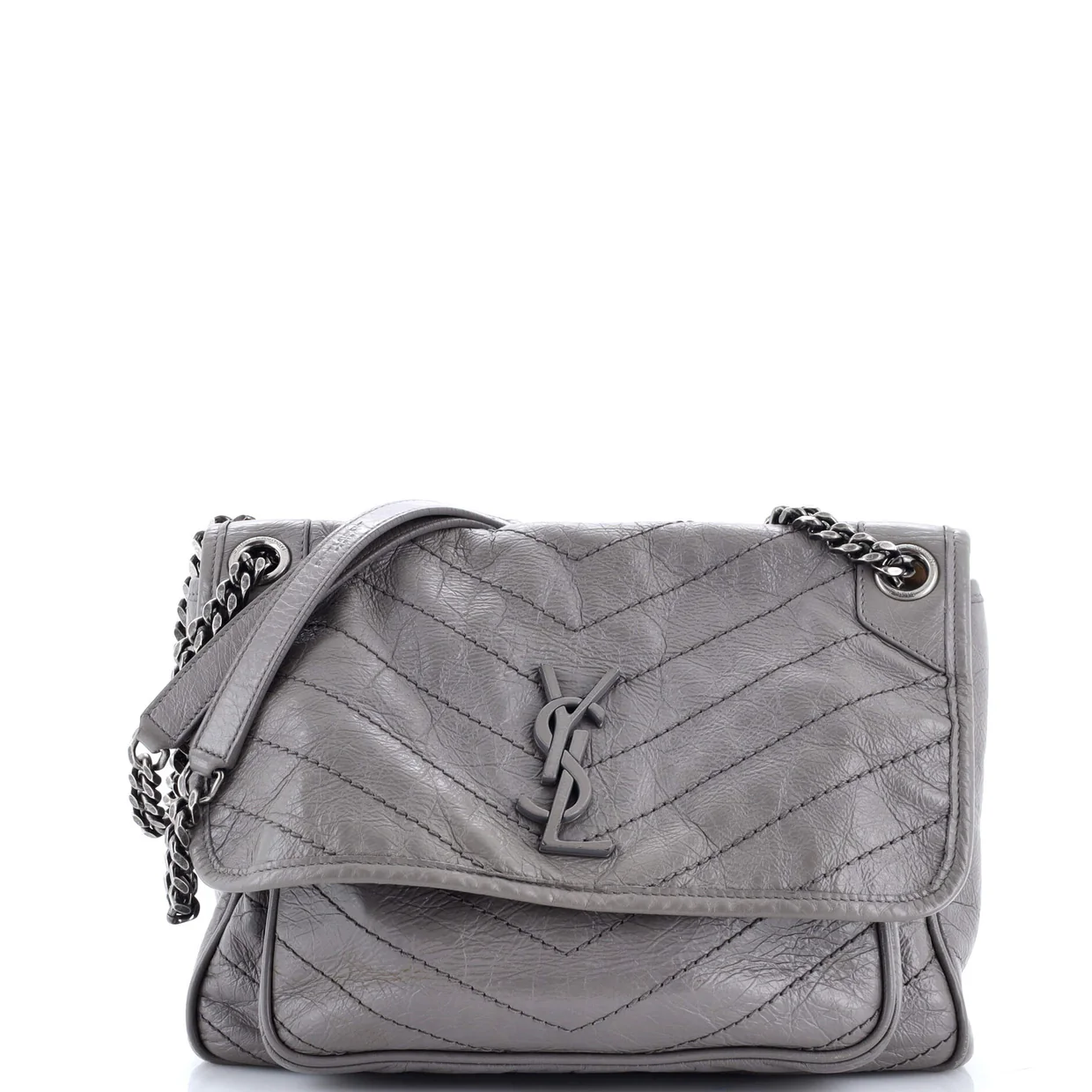 Niki Chain Flap Bag Matelasse Chevron Leather Medium - Deep Luxury