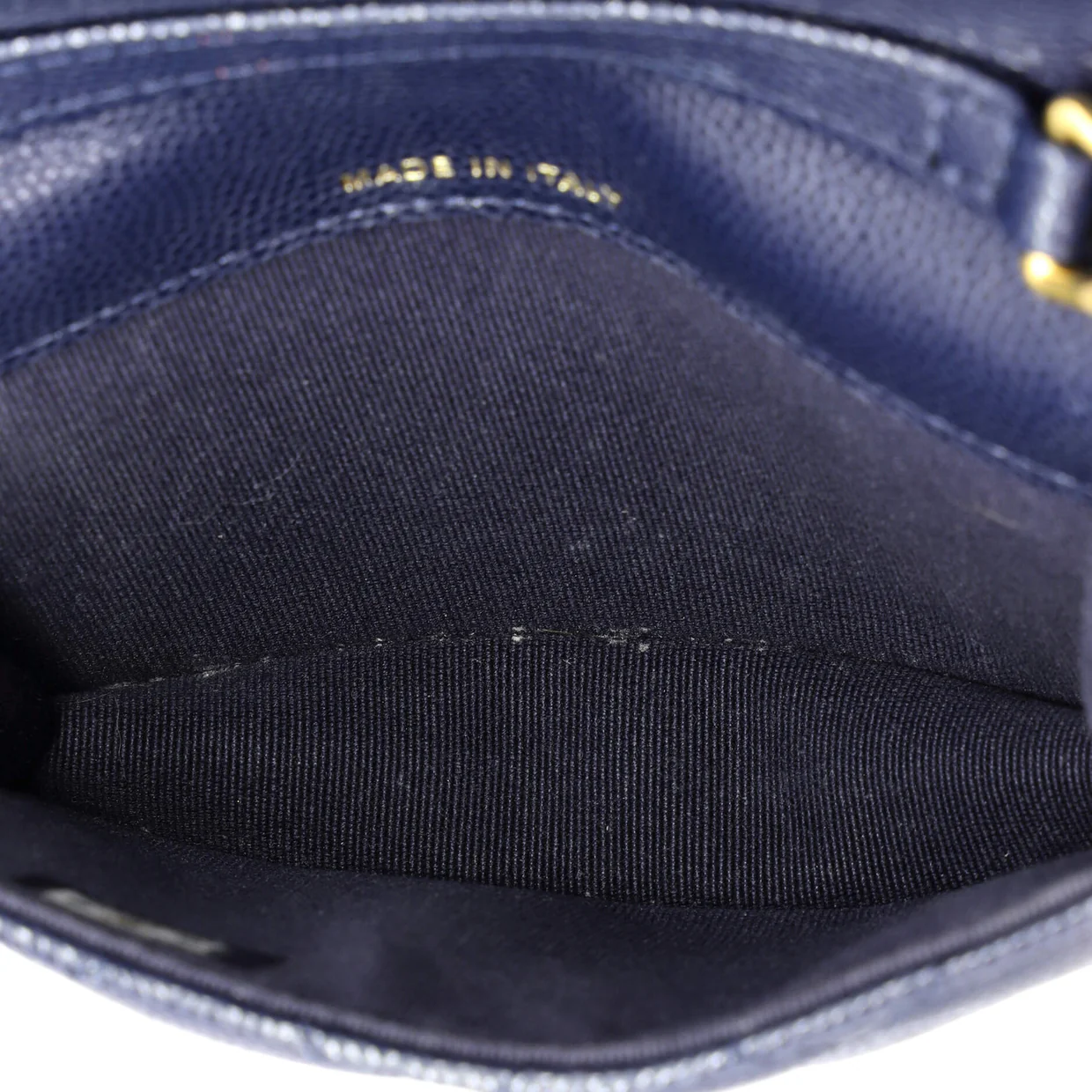 Twist Your Buttons Flap Coin Purse with Chain Quilted Shiny Caviar - Deep Luxury