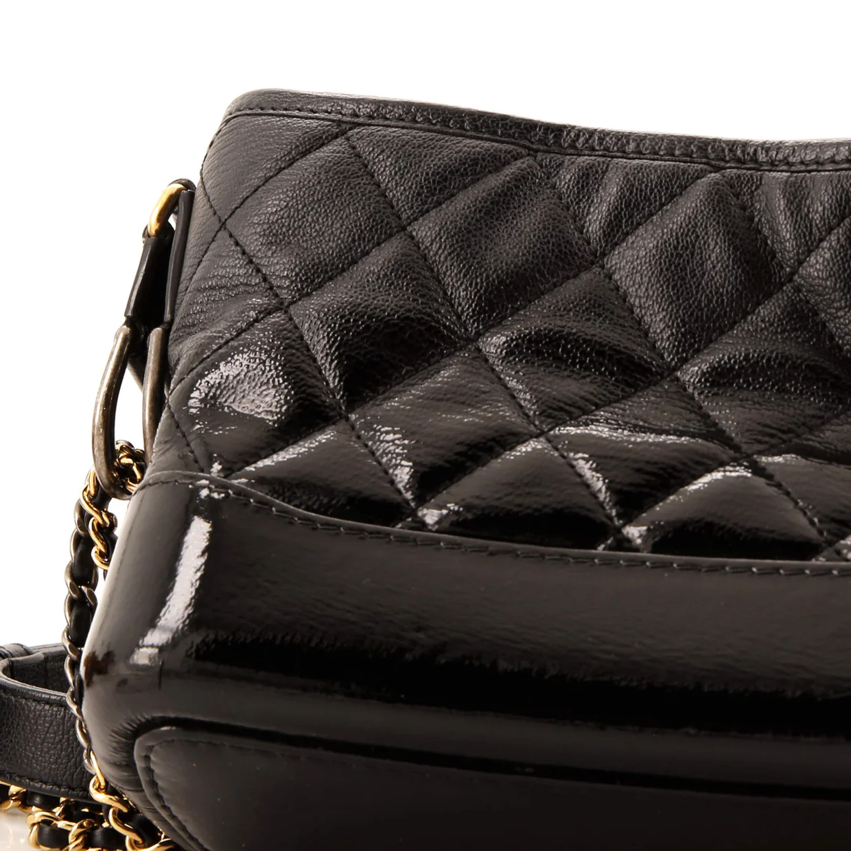Gabrielle Hobo Quilted Goatskin and Patent Small - Deep Luxury