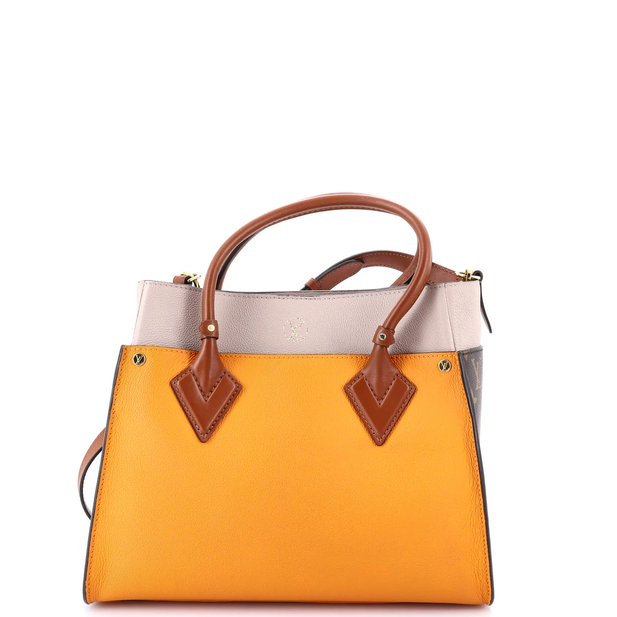 On My Side Tote Leather with Monogram Canvas MM - Deep Luxury