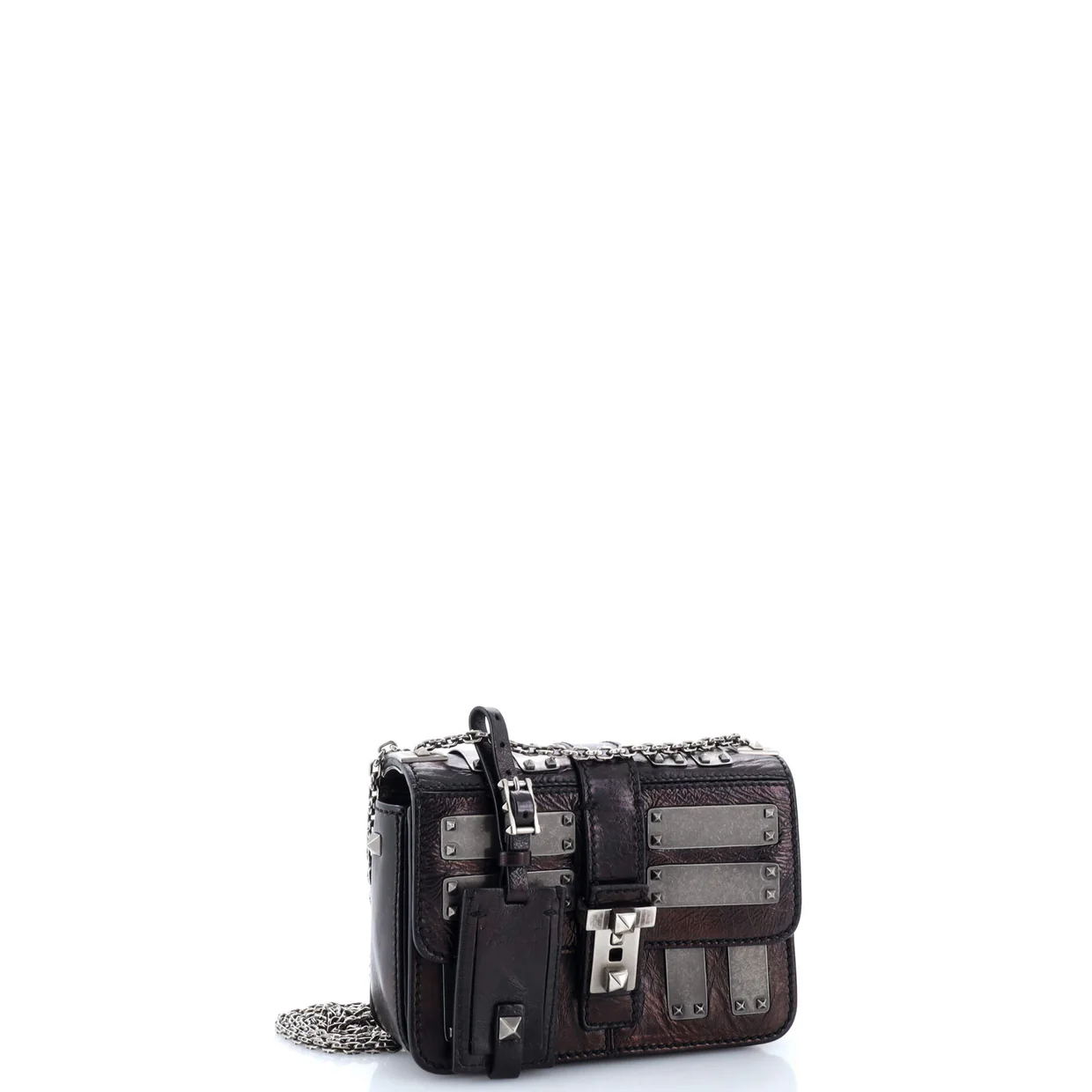 B-Rockstud Shoulder Bag Glazed Leather with Metal Embellishment Micro - Deep Luxury