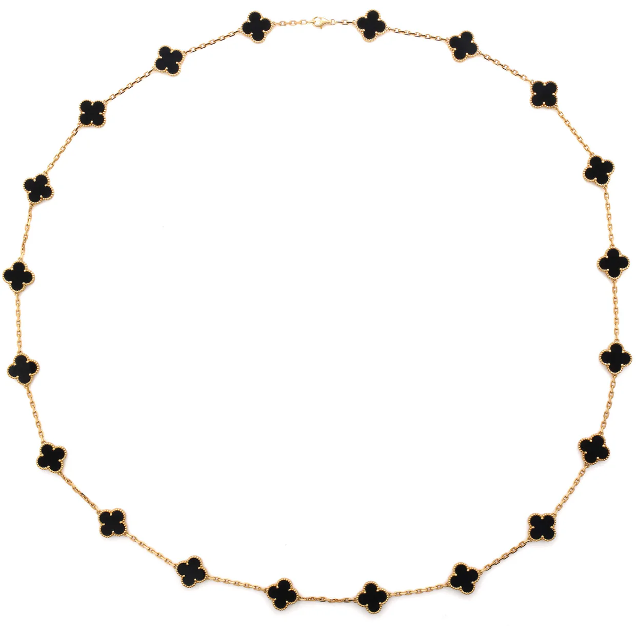 Vintage Alhambra 20 Motifs Necklace 18K Yellow Gold and Onyx - Deep Luxury