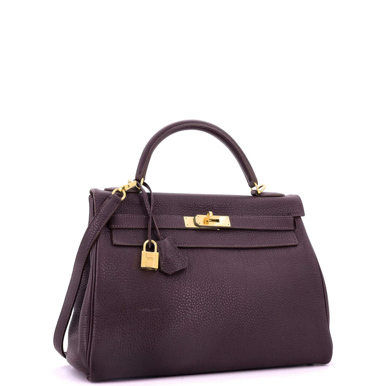 Kelly Handbag Raisin Togo with Gold Hardware 32 - Deep Luxury