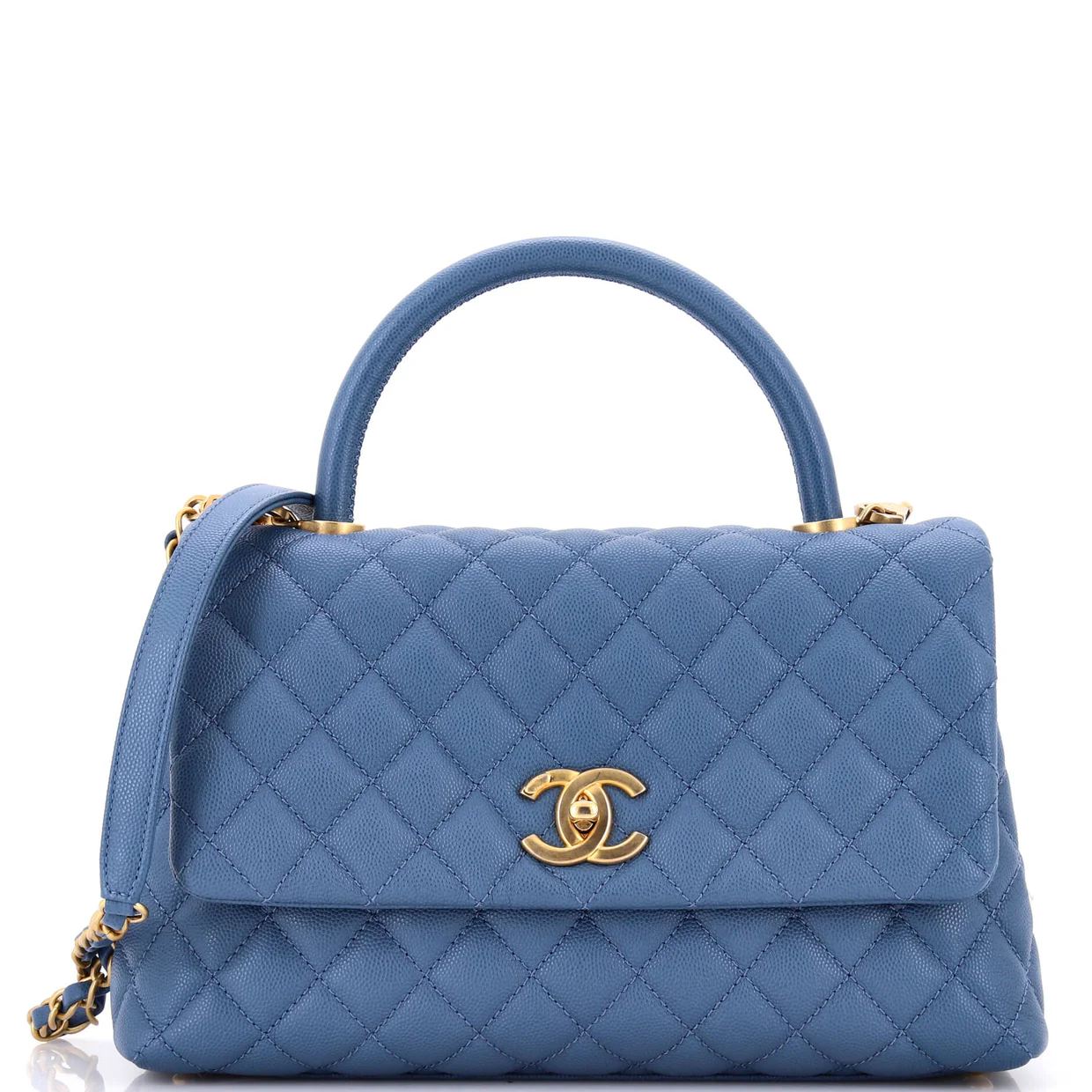 Coco Top Handle Bag Quilted Caviar Small - Deep Luxury