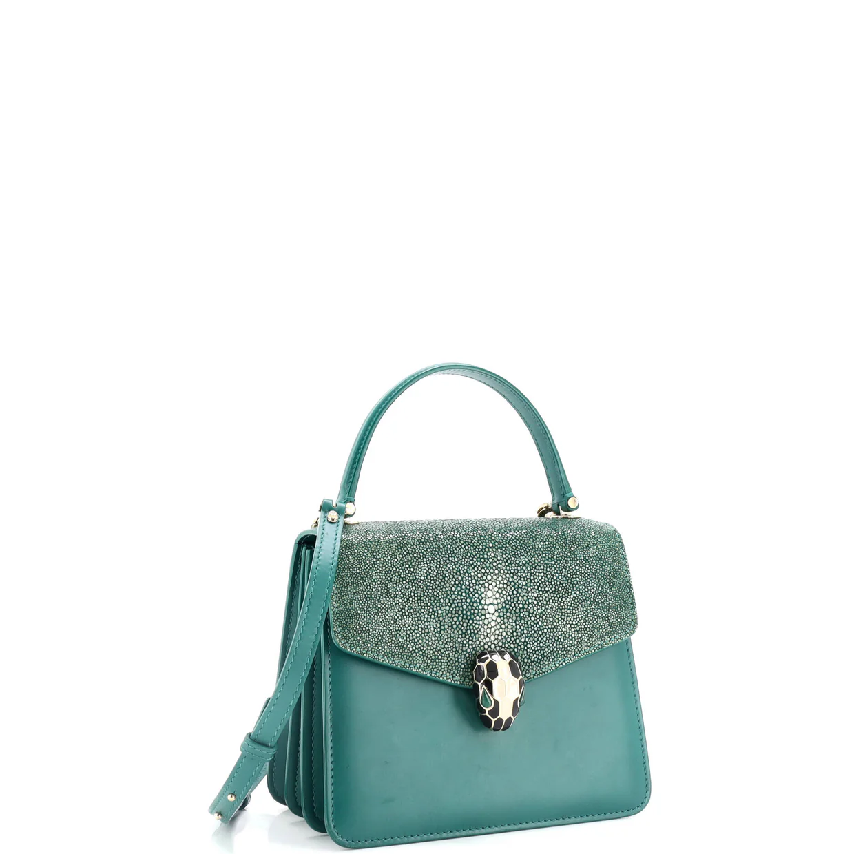 Serpenti Forever Top Handle Bag Leather and Stingray Small - Deep Luxury