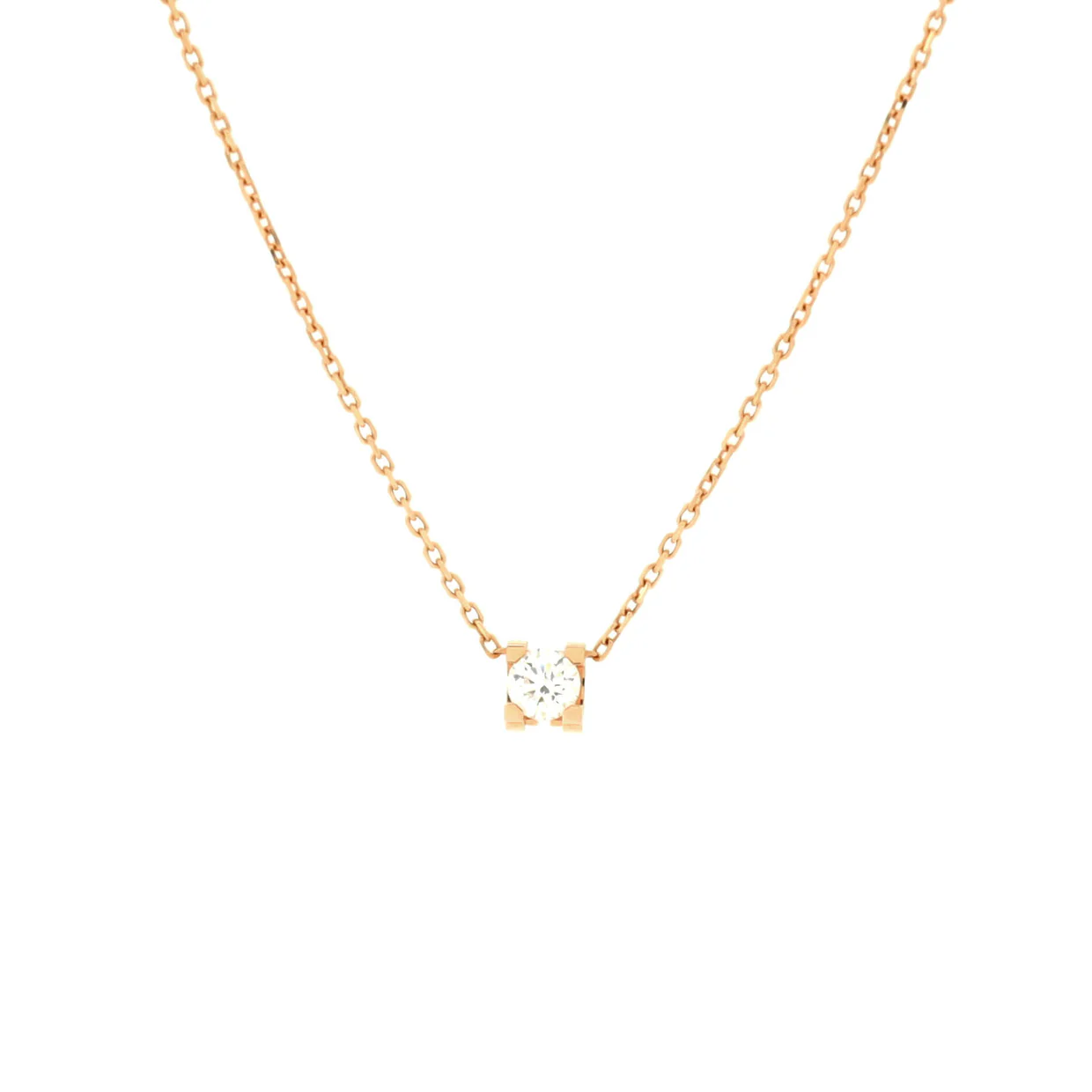 C de Cartier Necklace 18K Rose Gold and Diamond 0.20-0.29CT - Deep Luxury