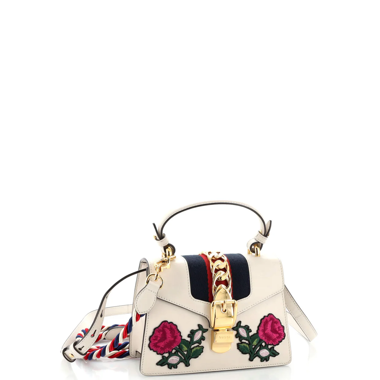 Sylvie Top Handle Bag Embroidered Leather Mini - Deep Luxury