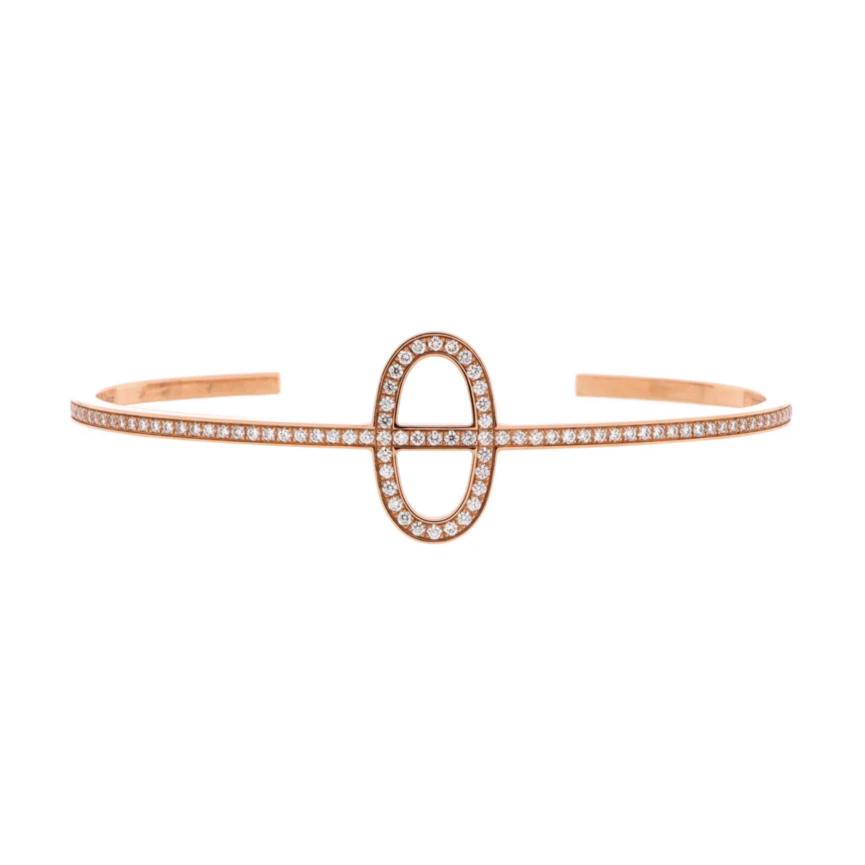 Chaine d'Ancre Contour Cuff Bracelet 18K Rose Gold with Diamonds - Deep Luxury