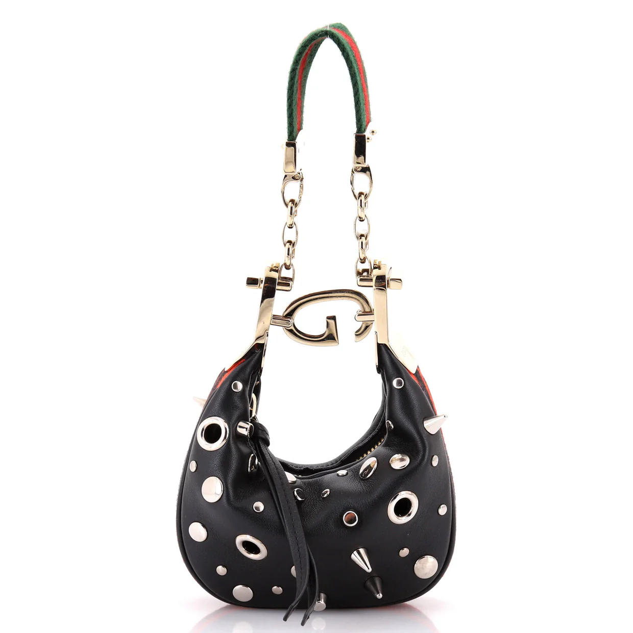 Attache Shoulder Bag Grommet Embellished Leather Mini - Deep Luxury
