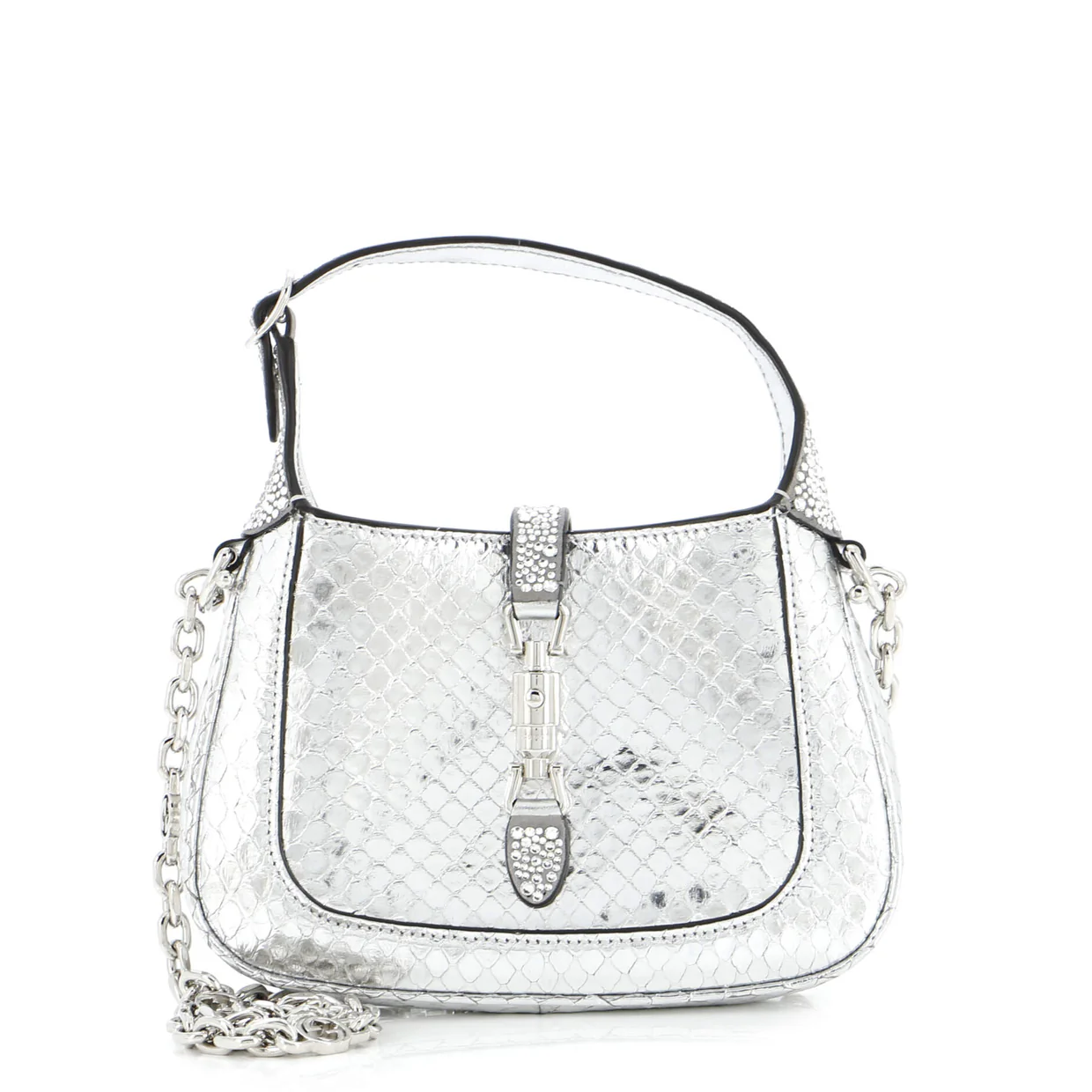 Jackie 1961 Chain Hobo Snakeskin with Crystals Mini - Deep Luxury