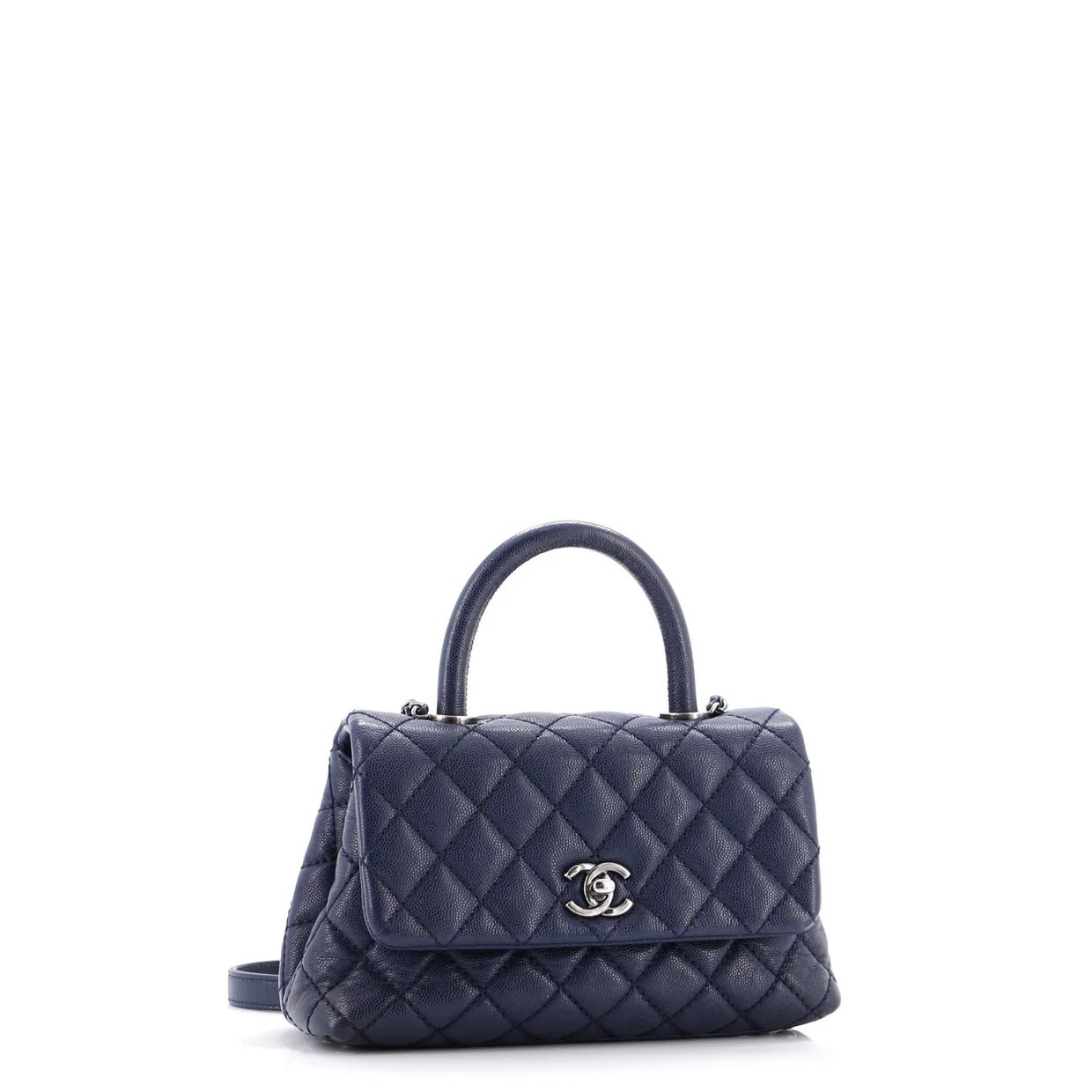 Coco Top Handle Bag Quilted Caviar Mini - Deep Luxury