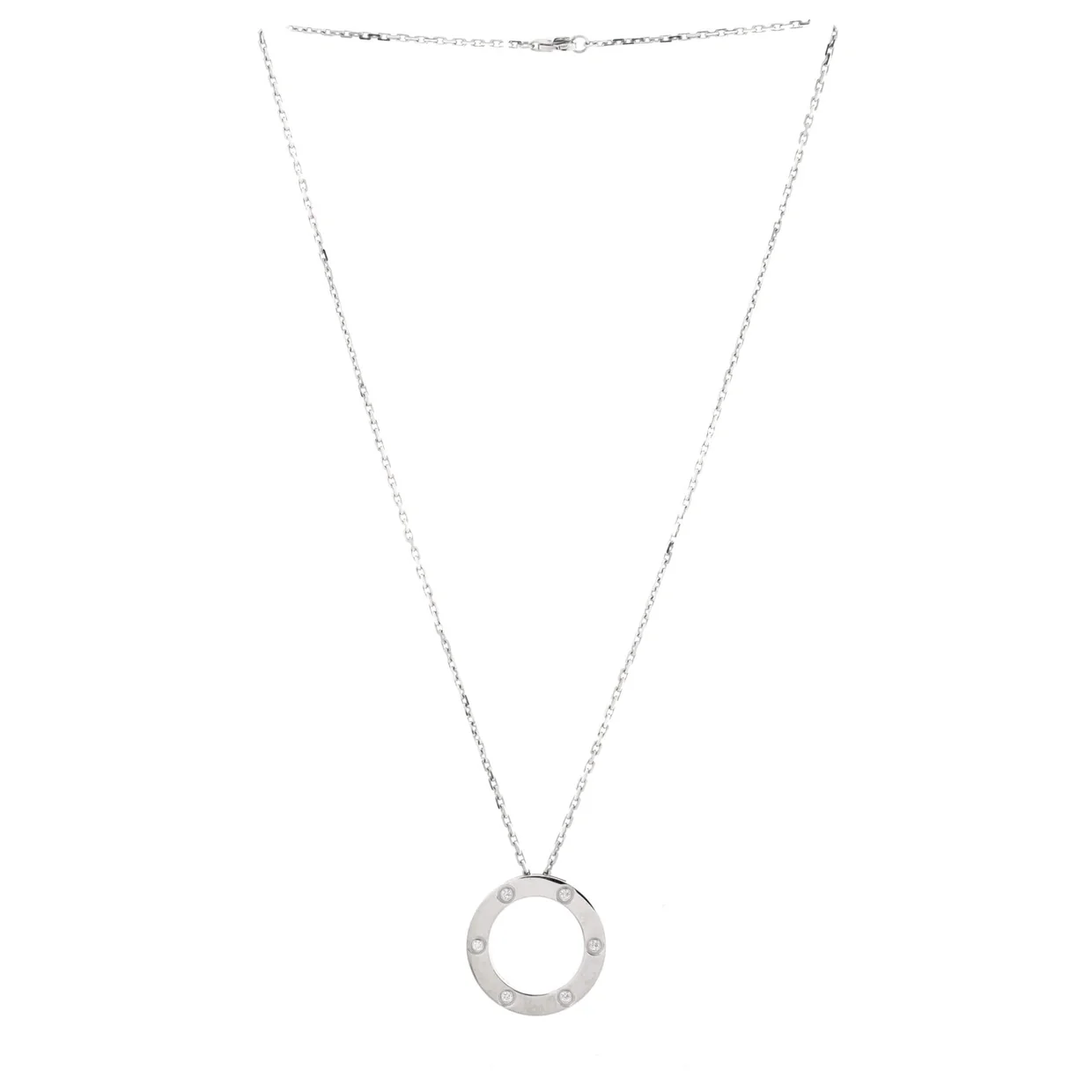 6 Diamonds Love Pendant Necklace 18K White Gold and Diamonds - Deep Luxury